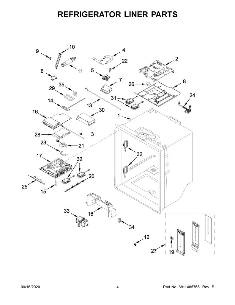 Whirlpool Refrigerator & Freezer LED Module - W11484836, Replaces: W11229041