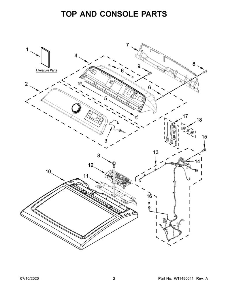 Whirlpool Dryer Control Board - W11525996, Replaces: W11496634