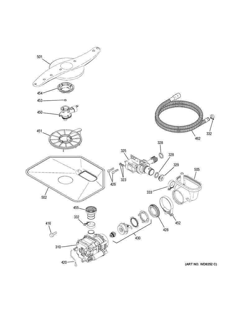 GE Dishwasher Sump Inlet - WG01L00290, Replaces: WD18X10034