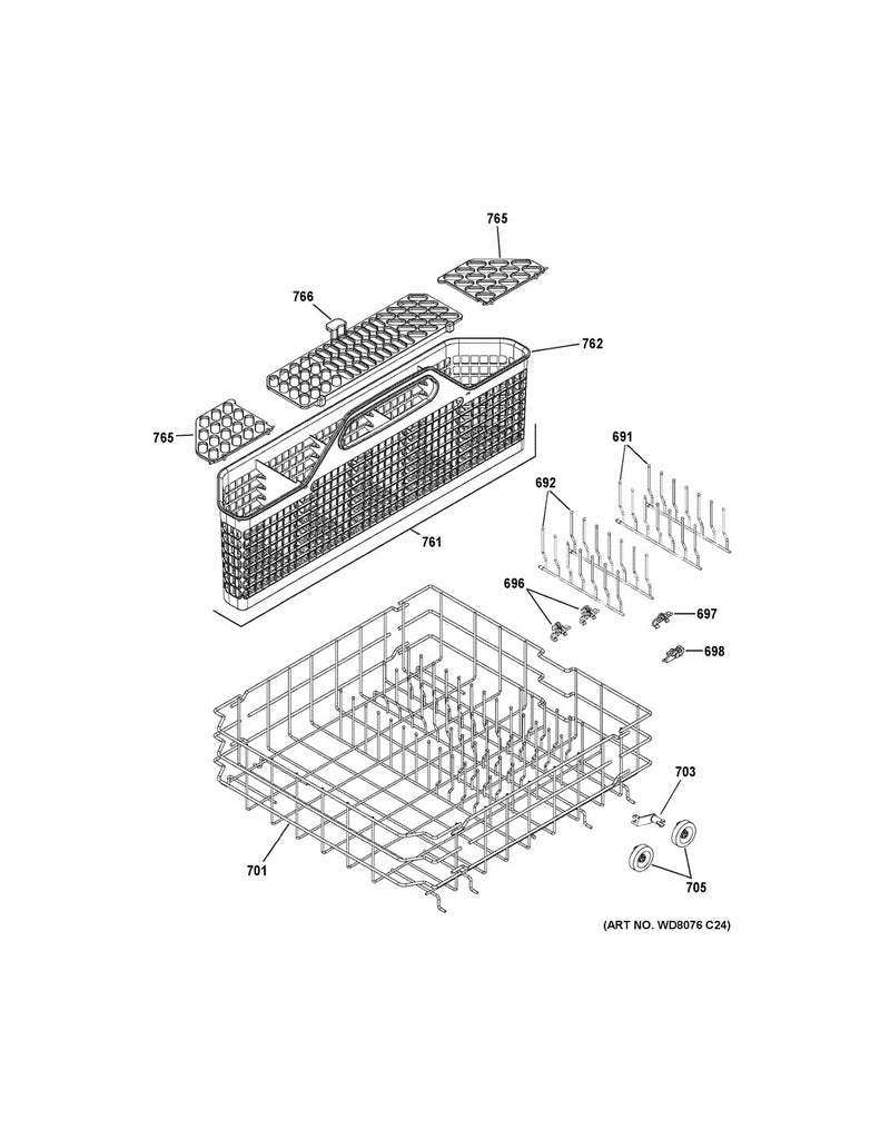 GE Dishwasher Cutlery Basket - WG04L00060, Replaces: WD28X10128