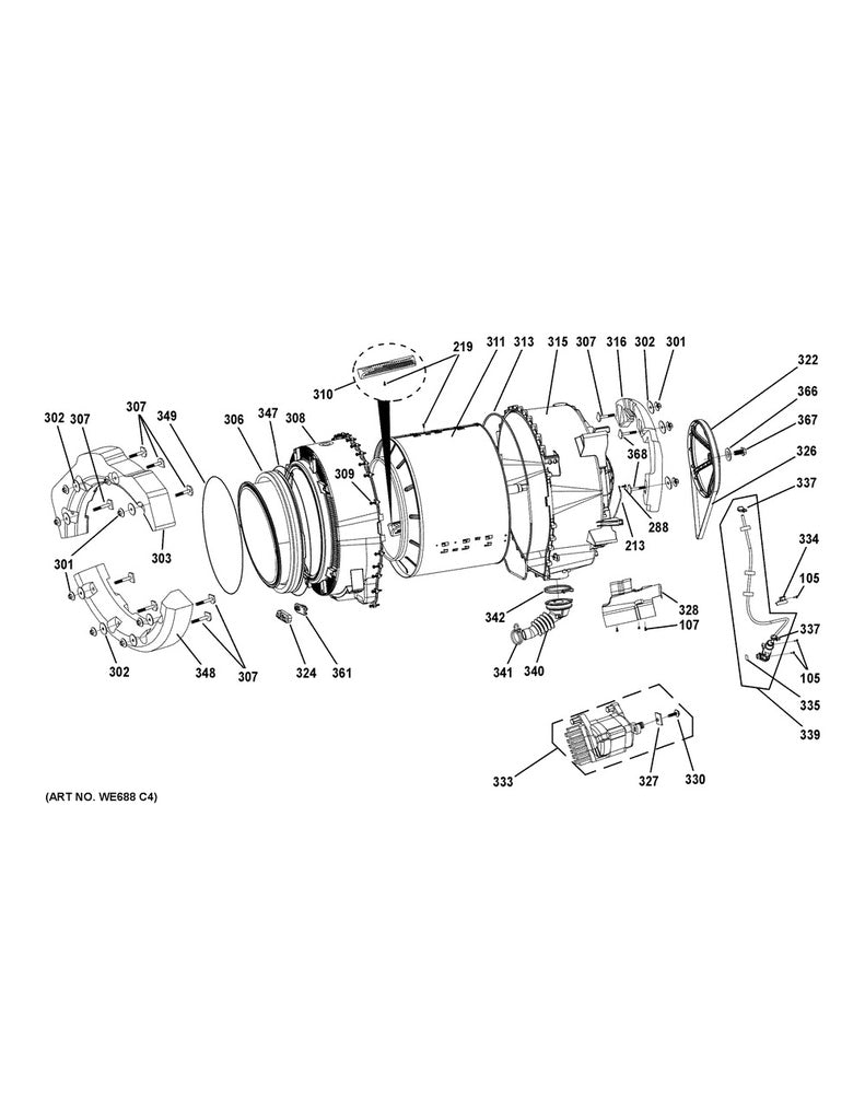 GE Washer Front Load Bellow Clamp - WG04L00212, Replaces: WH01X10279