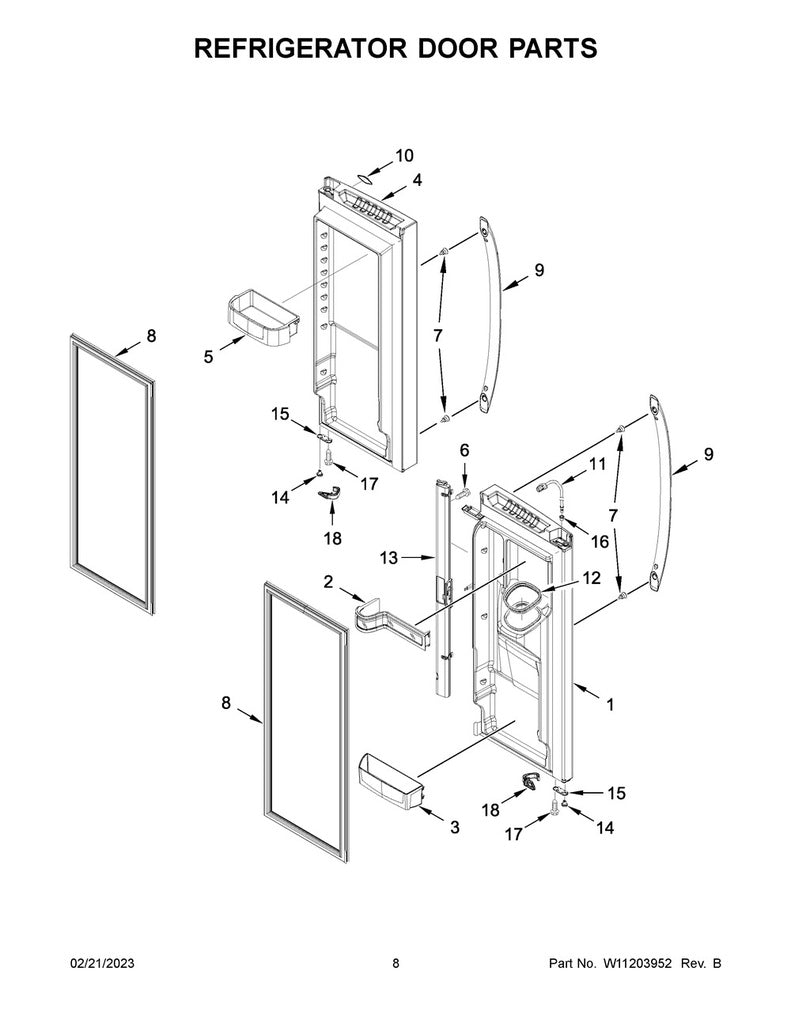 Whirlpool Refrigerator & Freezer Door Closure (Grey) - WP12028505AP, Replaces: 12028505AP