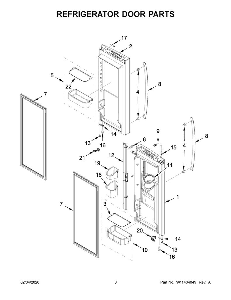 Whirlpool Refrigerator & Freezer Door Mullion (Gray) - WP12722813AP, Replaces: 12722813AP