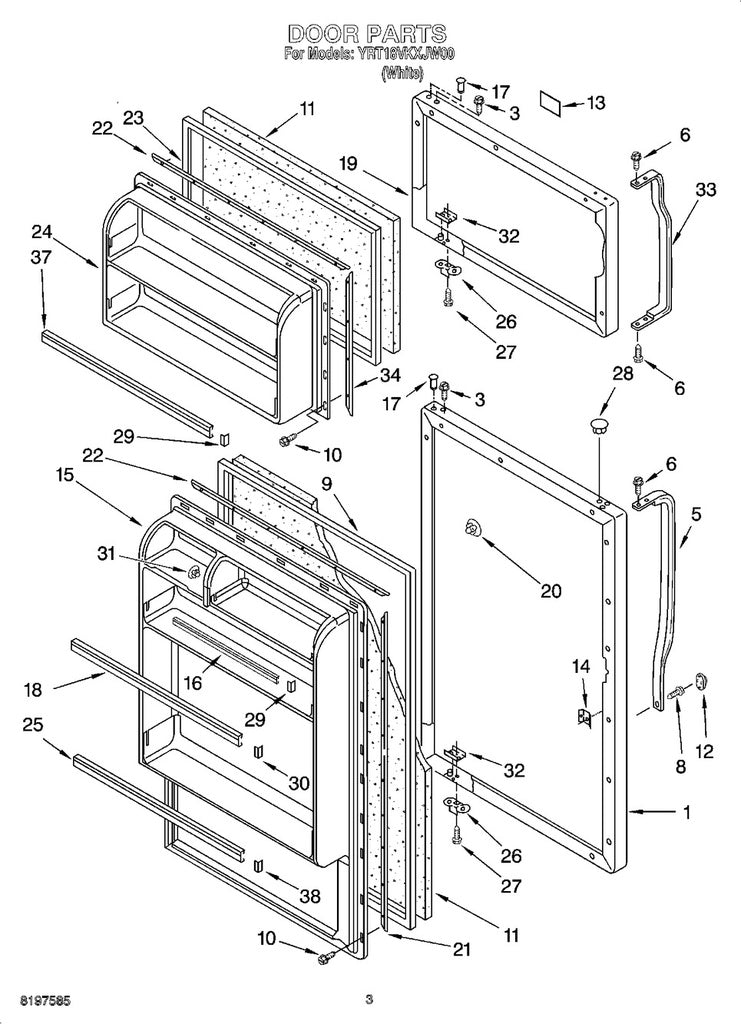 Whirlpool Refrigerator & Freezer Door Shelf Trim - WP2163629, Replaces: 2163378