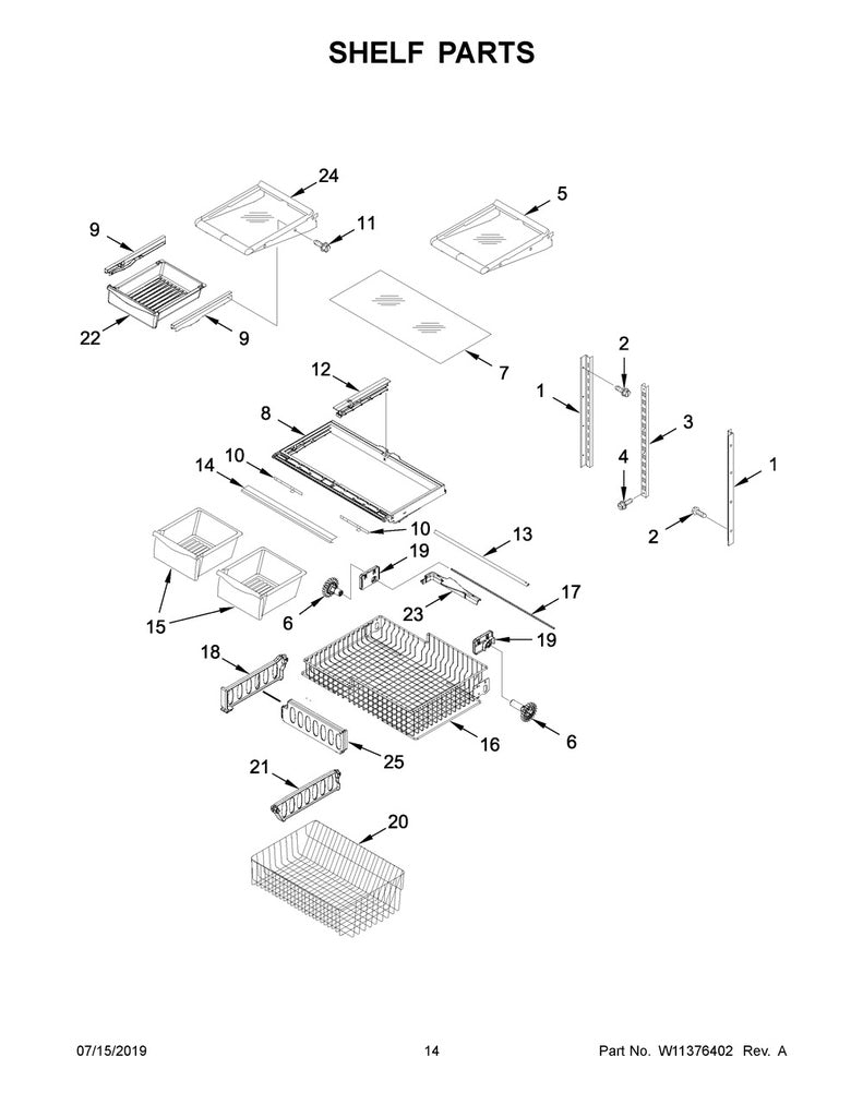 Whirlpool Refrigerator & Freezer Drawer Slide Rail (Right Side) - WP67001053, Replaces: 12656602