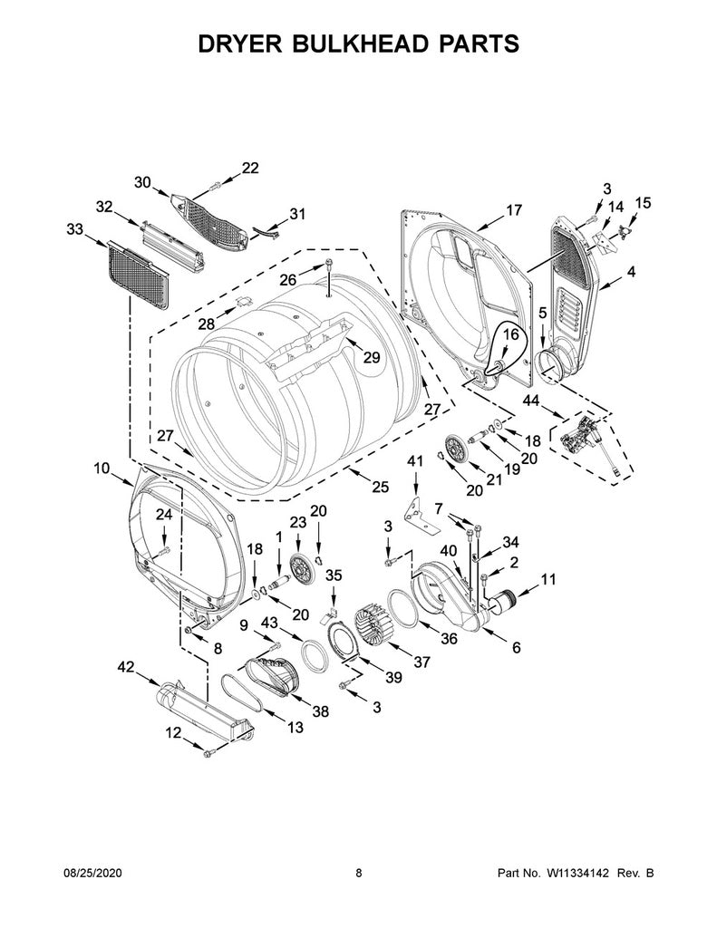 Whirlpool Dryer Front Bulkhead - WP697557, Replaces: 697557
