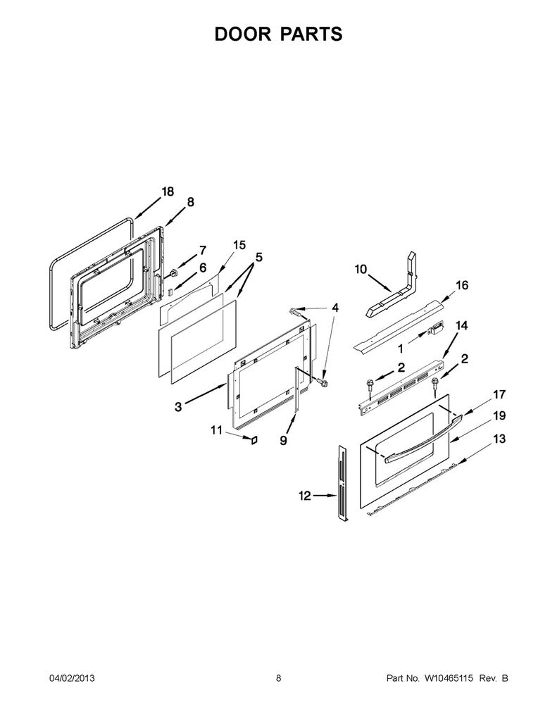 Whirlpool Range, Oven & Cooktop Door Handle (Black) - WP74011767, Replaces: 74008941