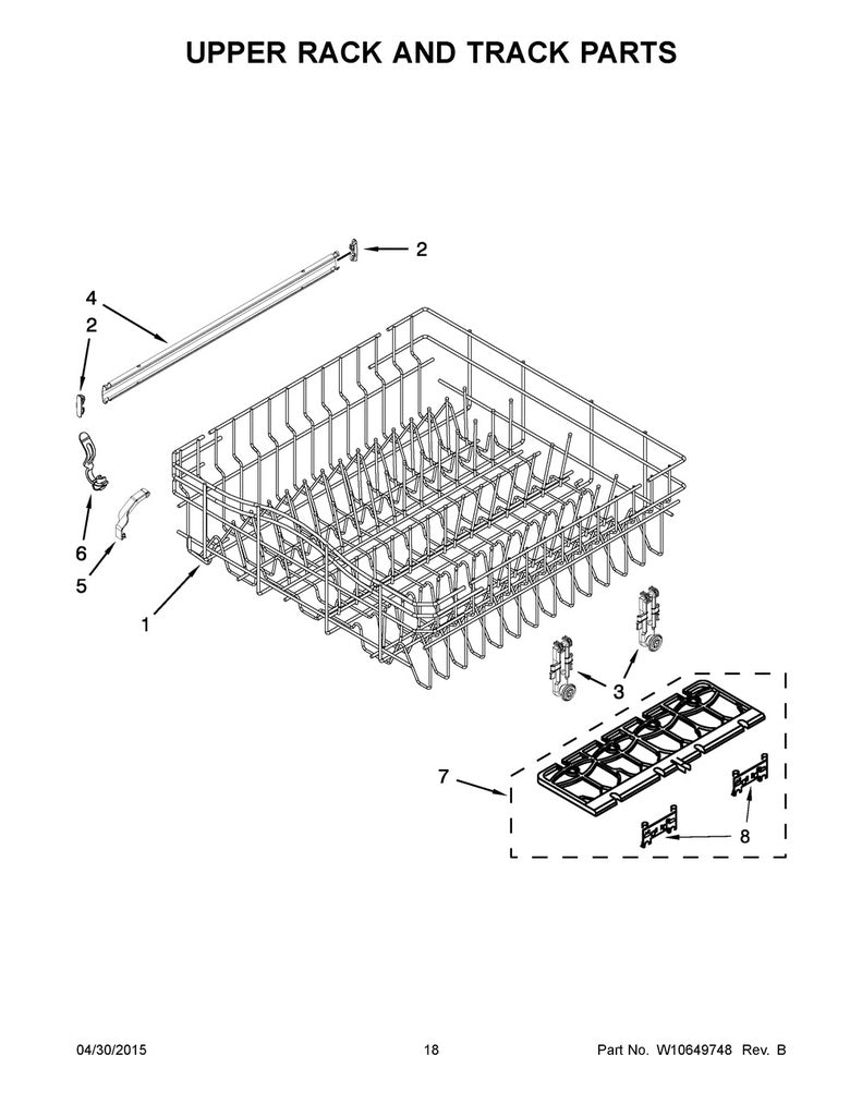 Whirlpool Dishwasher Upper Rack Roller - WP8268743, Replaces: 8268743