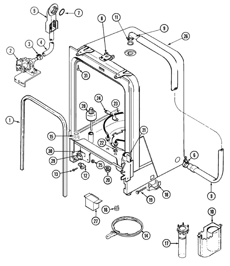 Whirlpool Dishwasher Door Gasket - WP902894, Replaces: 9-2894