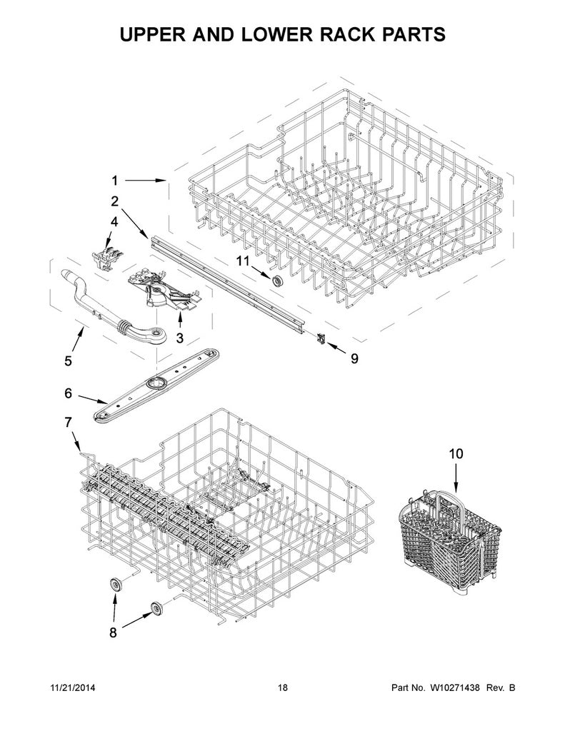 Whirlpool Dishwasher Upper Dishrack Roller - WP99003148, Replaces: 99003148
