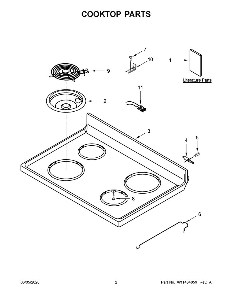 Whirlpool Range, Oven & Cooktop 6 Inch Stove Top Drip Pan - WPW10196406, Replaces: 101