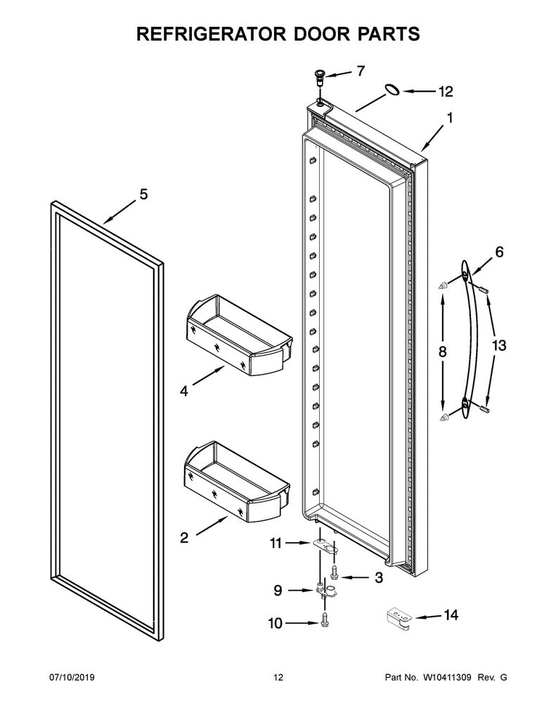 Whirlpool Refrigerator & Freezer Door Handle (White) - WPW10268056, Replaces: W10268056