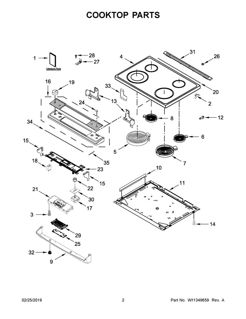 Whirlpool Range, Oven & Cooktop Radiant Surface Element - WPW10275049, Replaces: W10173896