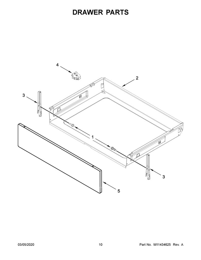 Whirlpool Range, Oven & Cooktop Front Drawer Panel (Stainless Steel) - WPW10330070, Replaces: W10330070