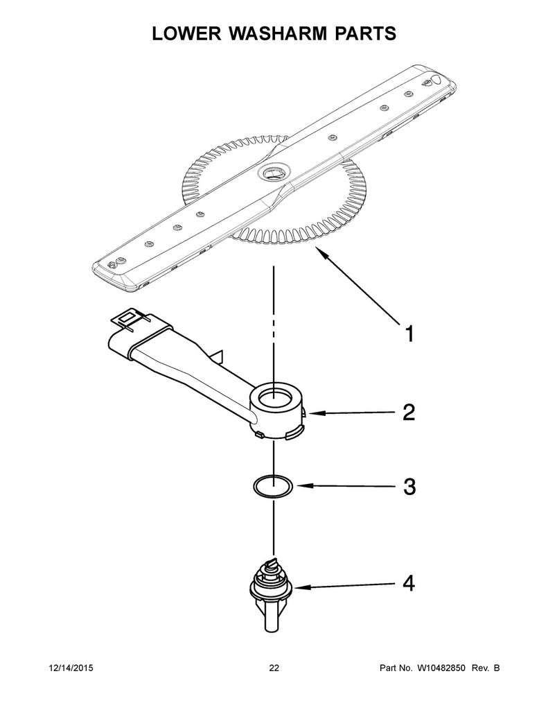Whirlpool Dishwasher Lower Spray Arm - WPW10330588, Replaces: W10240183