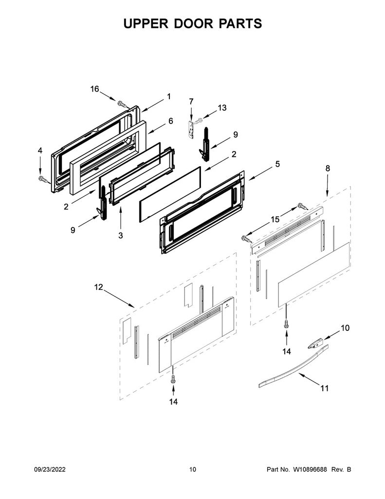Whirlpool Range, Oven & Cooktop Upper Door Hinge (Left) - WPW10485733, Replaces: W10485733