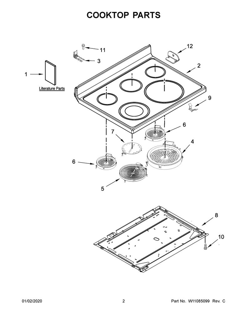 Whirlpool Range, Oven & Cooktop Dual Surface Element - WPW10535150, Replaces: W10535150