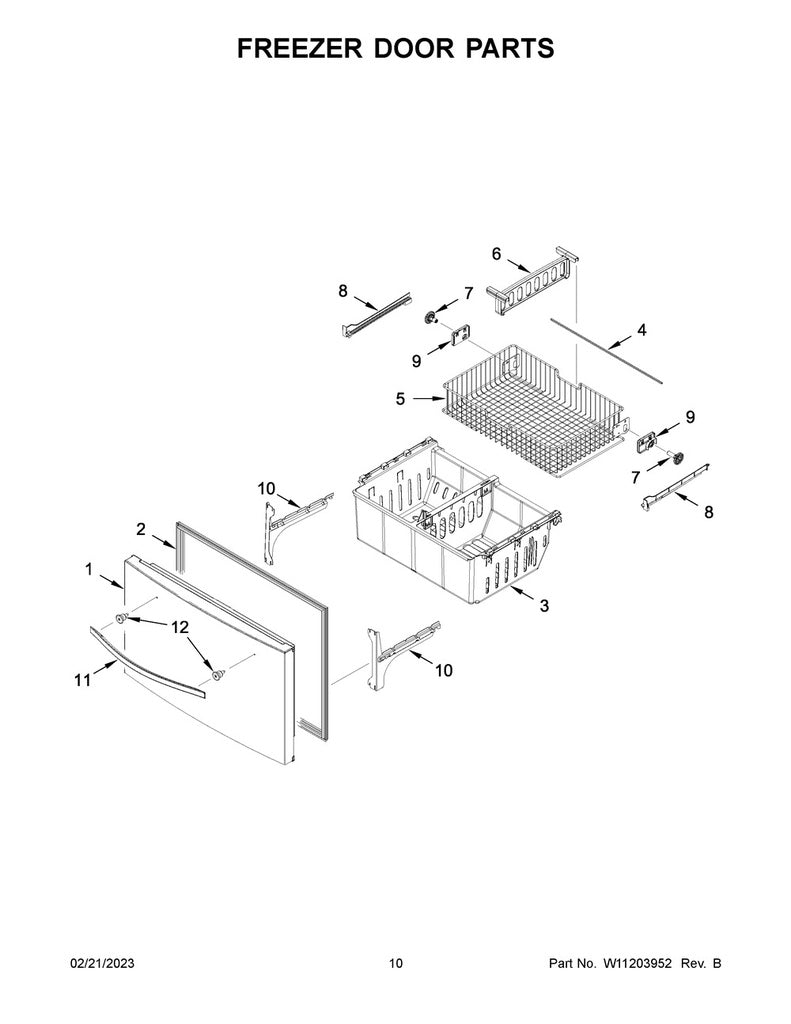 Whirlpool Refrigerator & Freezer Freezer Door Gasket (Gray) - WPW10714545, Replaces: W10164045