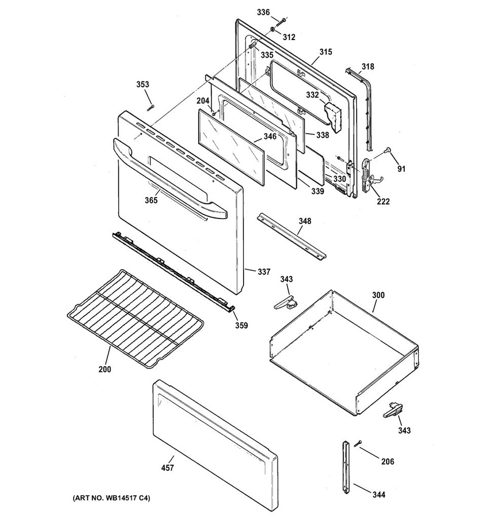 GE Range, Oven & Cooktop Range Oven Door Handle, White - WS01L03217