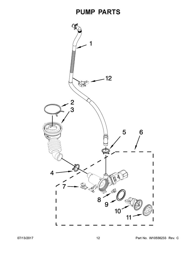 Whirlpool Washer Water Pump - WPW10515399, Replaces: W10422971