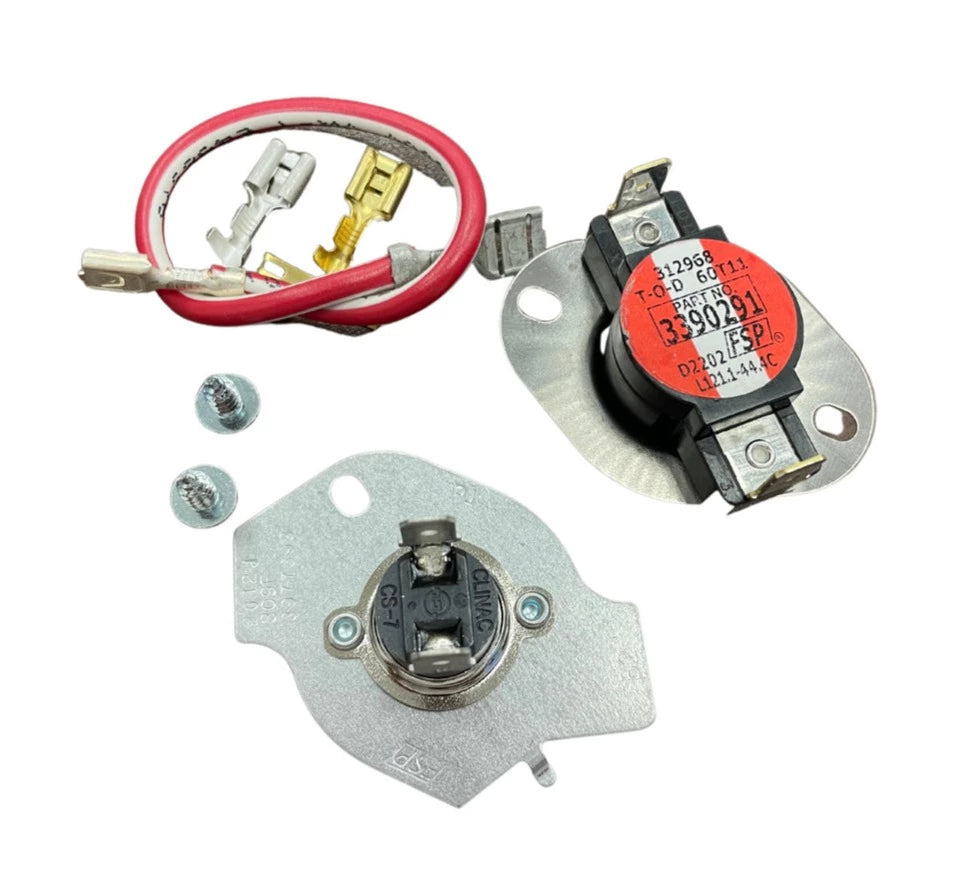 Whirlpool Dryer Thermal Fuse & High-Limit Thermostat Kit OEM - 279816, Replaces: 279816VP 3399848 3977393 2651 AP3094244 PS334299 EAP334299 PD00002348