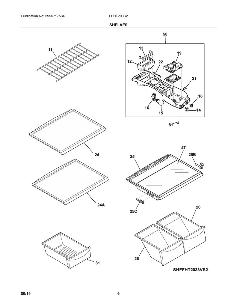 Frigidaire Refrigerator 'Spill-Safe' Shelf - 240358928, Replaces: 240358903
