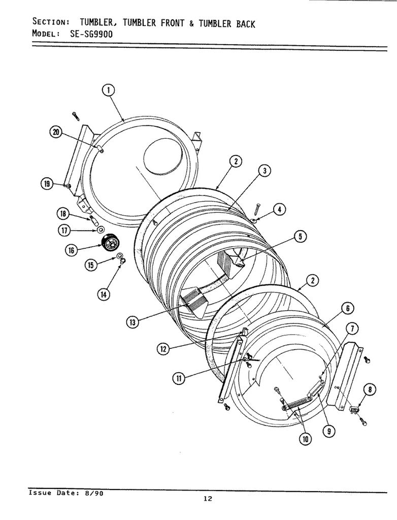 Whirlpool Dryer Drum Roller - 12001541, Replaces: 12001541VP
