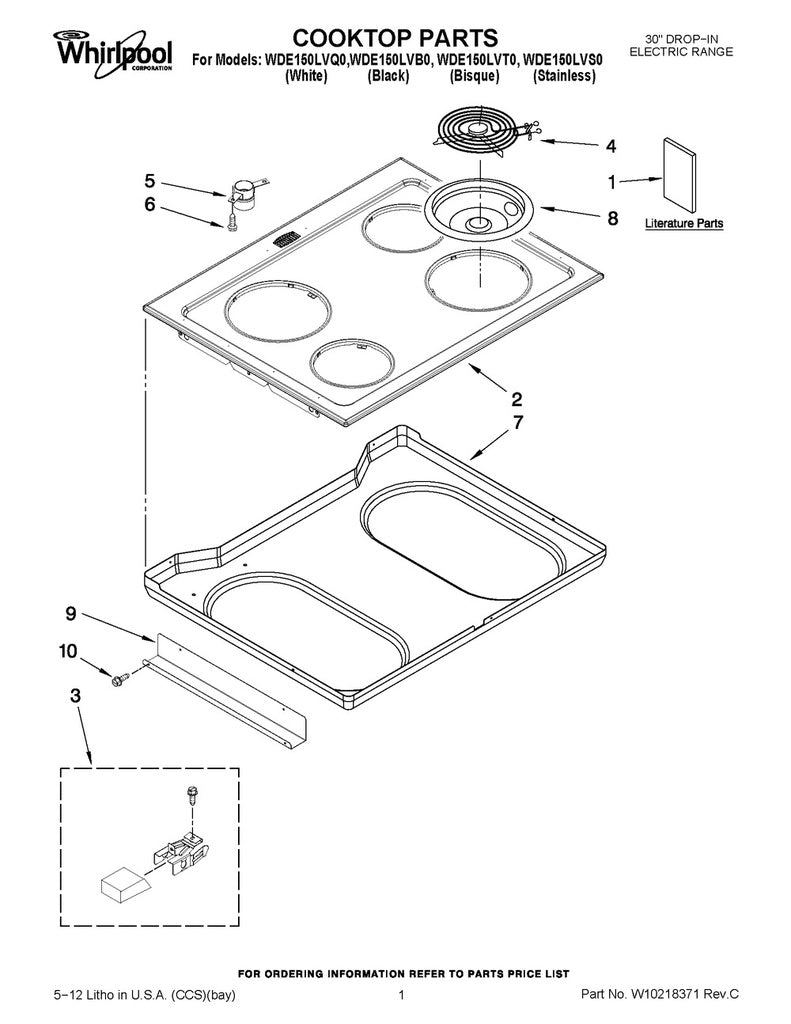 Whirlpool Range, Oven & Cooktop Burner Receptacle Kit - 12001676, Replaces: 0B03600499