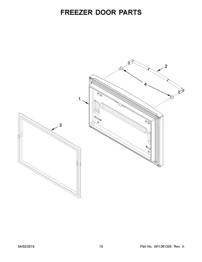 Whirlpool Refrigerator & Freezer Refrigerator Freezer Door Assembly, Stainless - 12977864SQ