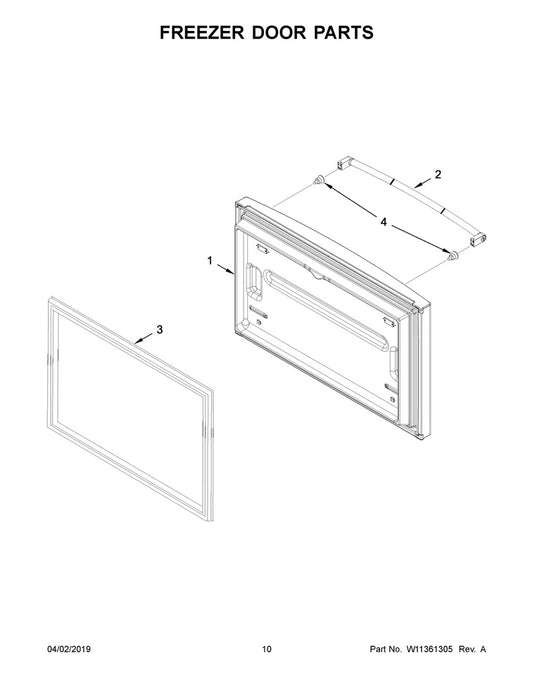 Whirlpool Refrigerator & Freezer Refrigerator Freezer Door Assembly, Stainless - 12977864SQ