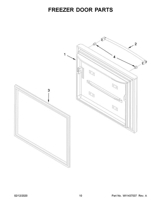 Whirlpool Refrigerator & Freezer Refrigerator Freezer Door, Stainless Steel - 13094917SQ