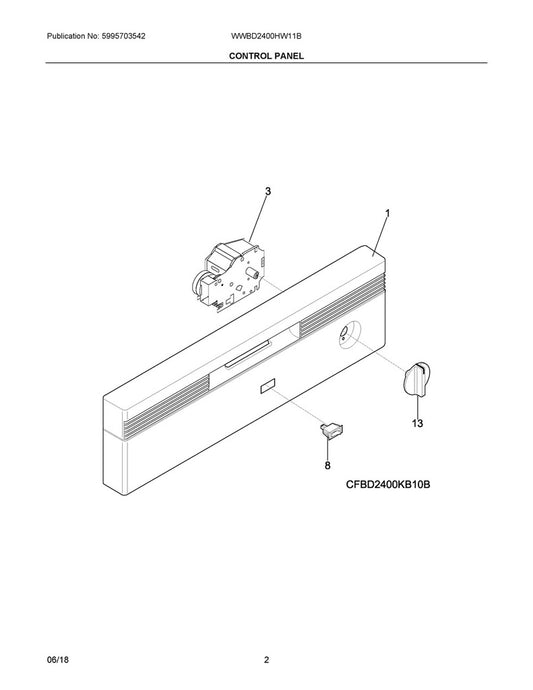 Frigidaire Dishwasher Selector Switch, White - 154240401