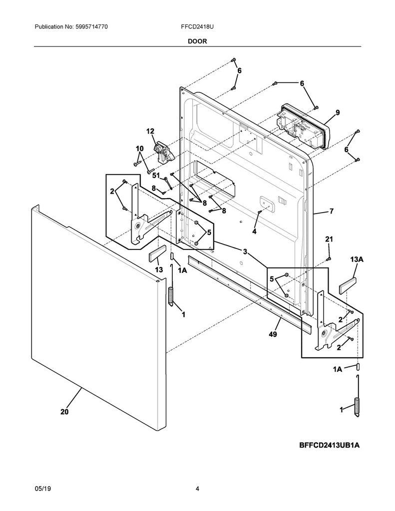 Frigidaire Dishwasher Hinge Linkage - 154325201