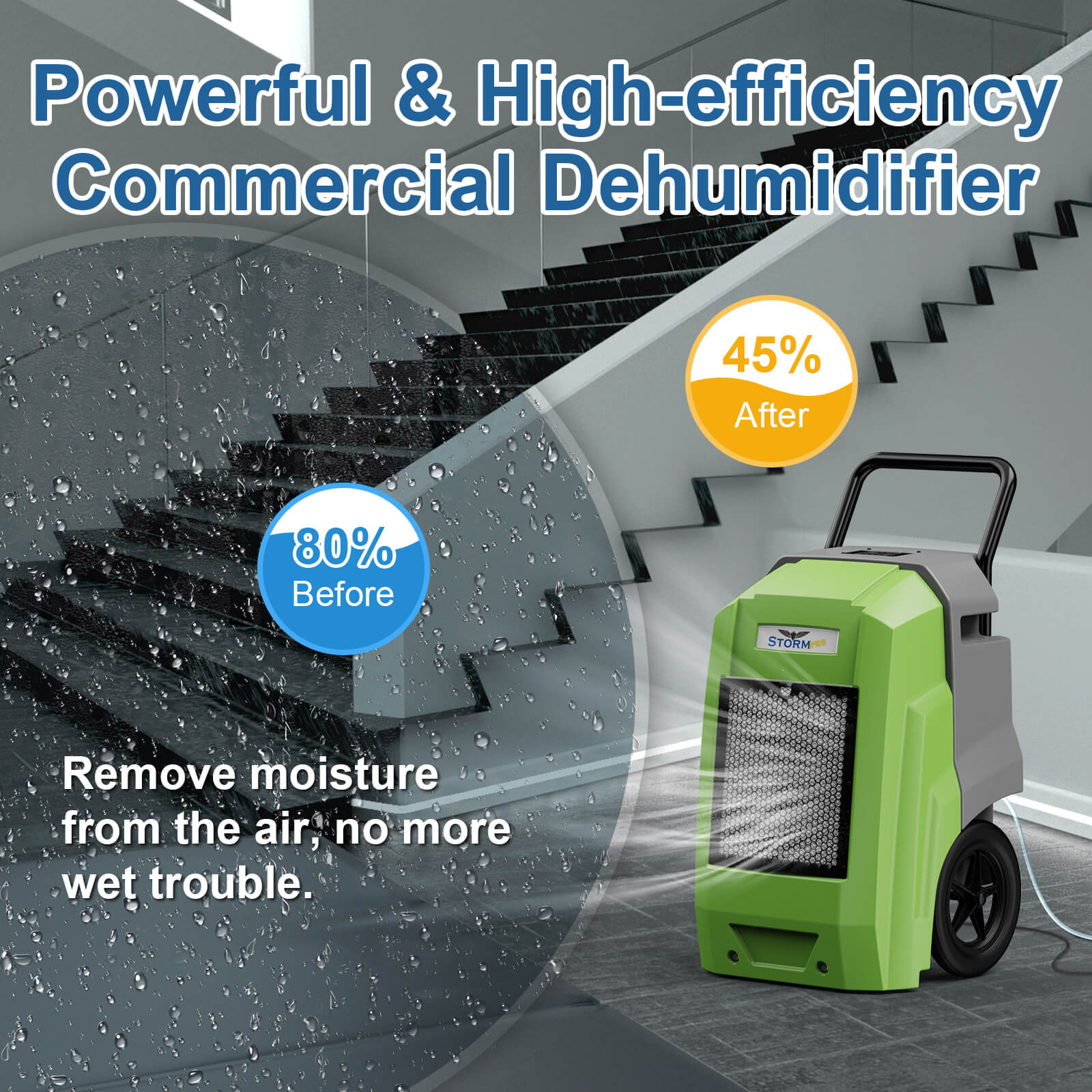 AlorAir 180 Pints Storm Pro Commercial Dehumidifier with Pump Drain Hose, Smart Wi-Fi Dehumidifier for Large Basement, Industrial or Commercial Space, Smart Wi-Fi, 5 Years Warranty AlorAir