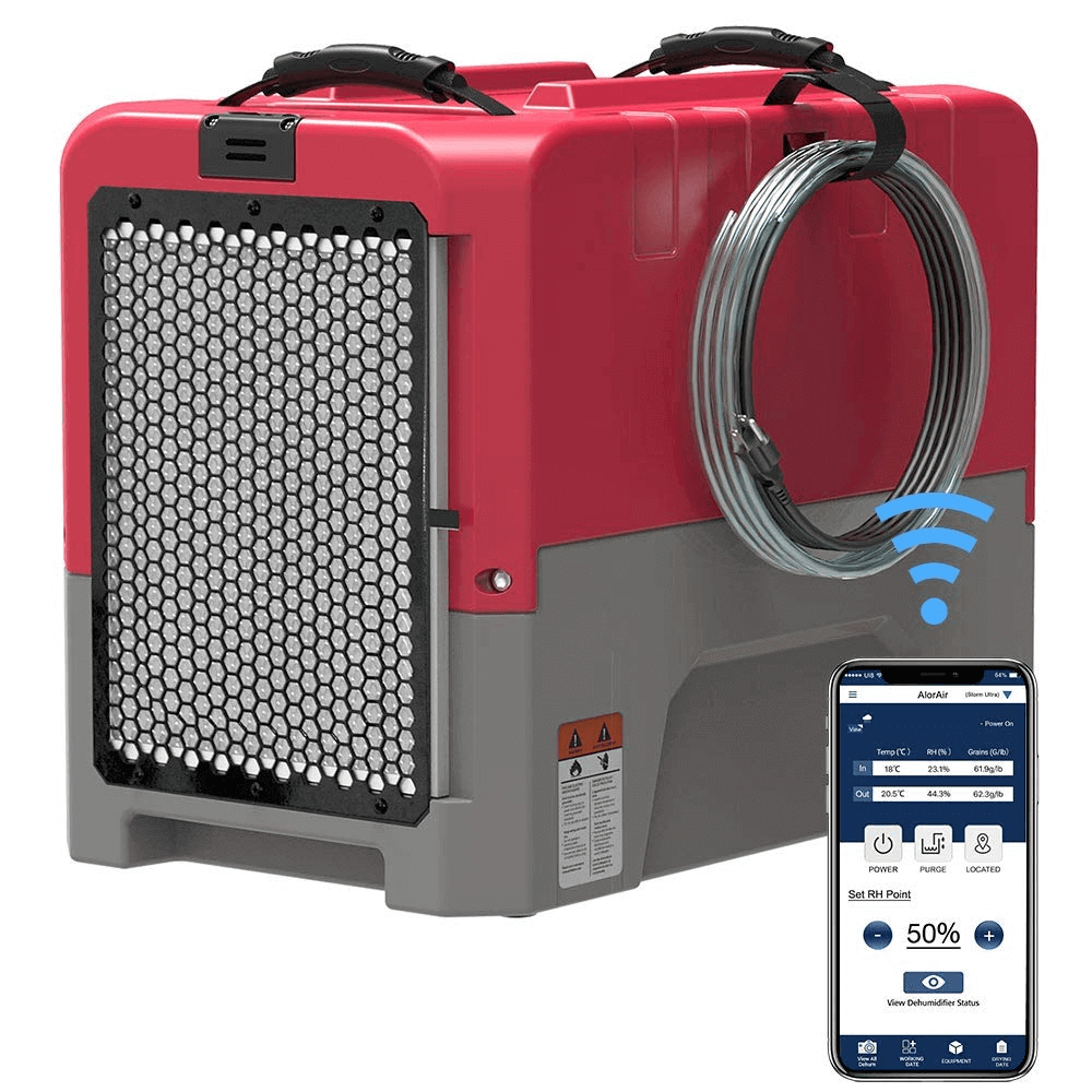 AlorAir Storm LGR Extreme Industrial Commercial Dehumidifier Auto Shut Off with Pump, 5 Years Warranty, Compact, APP Control, cETL Listed, up to 180 PPD (Saturation), for Garages, and Flood Restoration AlorAir