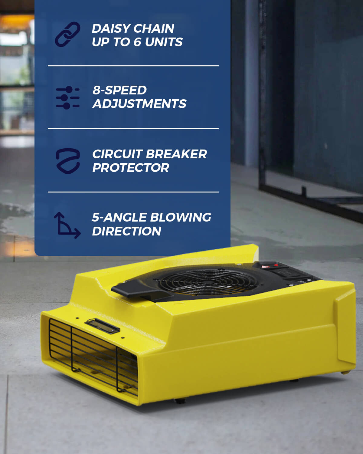 AlorAir Zeus 900 Air Mover Commercial Blower for Carpets, Walls, Plumbing Use, Variable Speed Floor Blower Fan, 950 CFM with 1.8 Amps,Circuit Breaker Protection,on-Board Duplex GFCI AlorAir