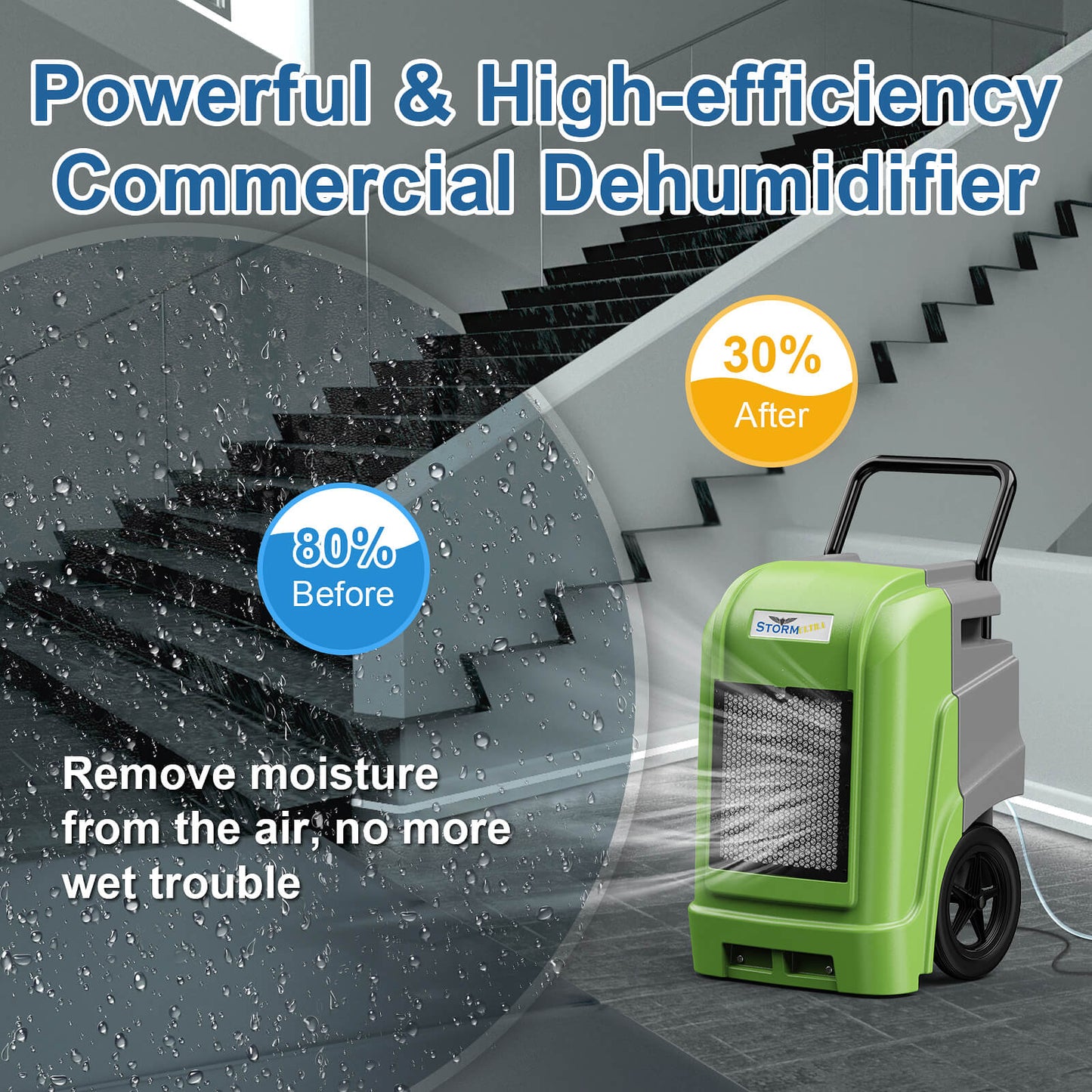 AlorAir Storm Ultra Commercial Dehumidifier with Pump Drain Hose, 190 Pints Smart Wi-Fi Large Capacity Industrial Dehumidifier for Basements, Garages & Job Sites, 5 Years Warranty AlorAir
