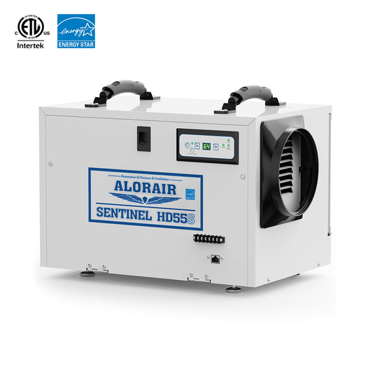 AlorAir Sentinel HD55S (White) Basement/Crawl Space Dehumidifiers Removal 120PPD (Saturation), 55 Pint Commercial Dehumidifier, 5 Years Warranty, Auto Defrosting, cETL, Optional Remote Monitoring AlorAir