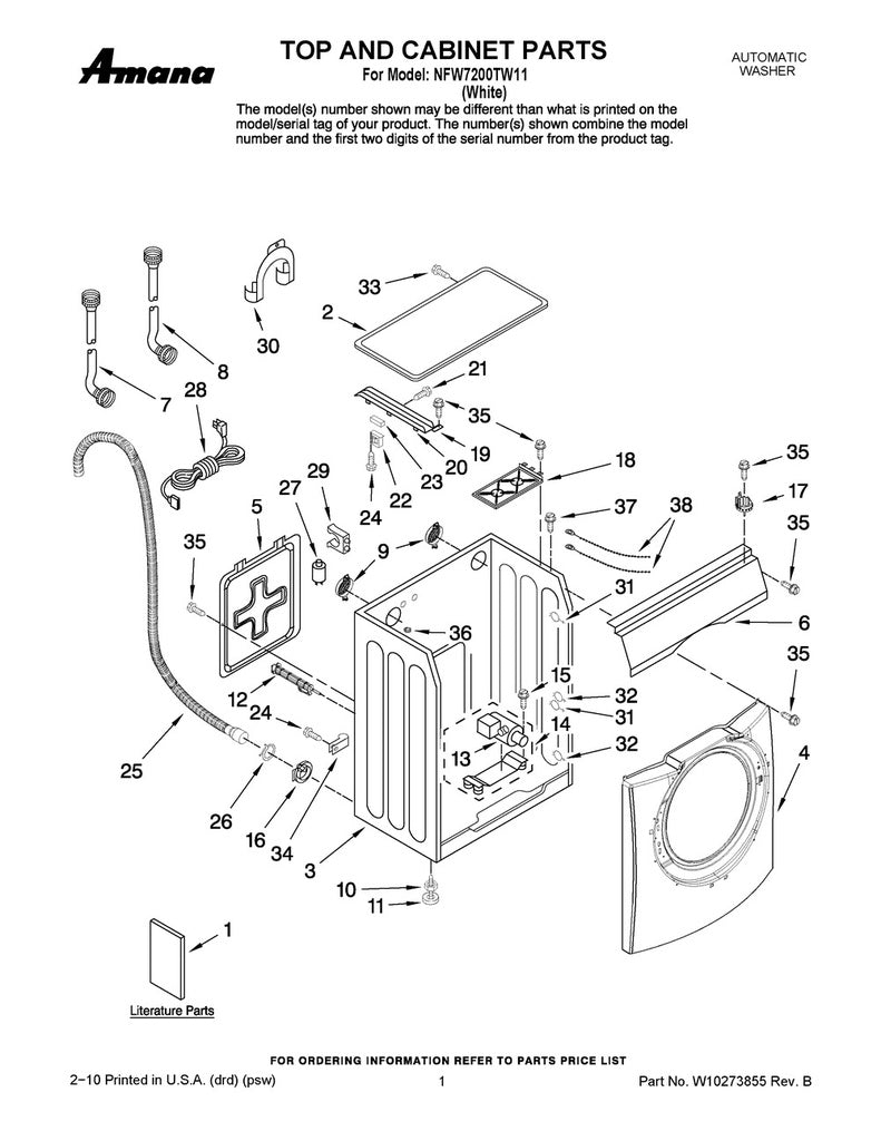 Whirlpool Washer Water Pump - WPW10175948, Replaces: W10175948