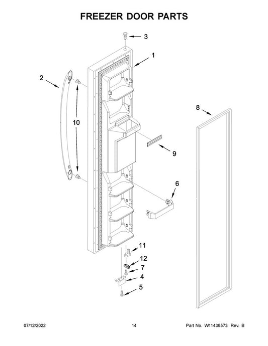 Whirlpool Refrigerator & Freezer Fresh Food Door Gasket (Black) - 2159083, Replaces: 2171185