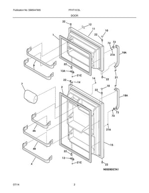 Frigidaire Refrigerator Door Handle (Bisque) - 218428119