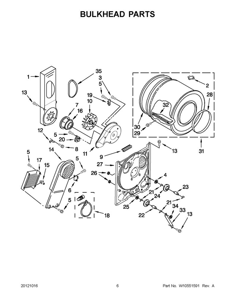 Whirlpool Dryer Rear Felt Drum Seal - 239087, Replaces: 3290