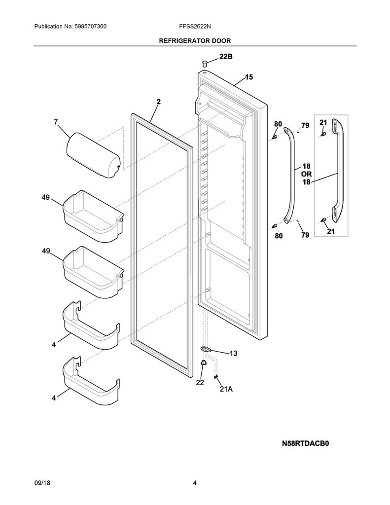 Frigidaire Refrigerator & Freezer Lower Door Shelf Bin - 240323001, Replaces: 240323007
