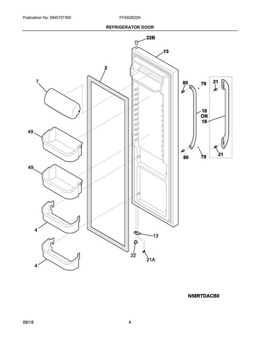 Frigidaire Refrigerator & Freezer Lower Door Shelf Bin - 240323001, Replaces: 240323007