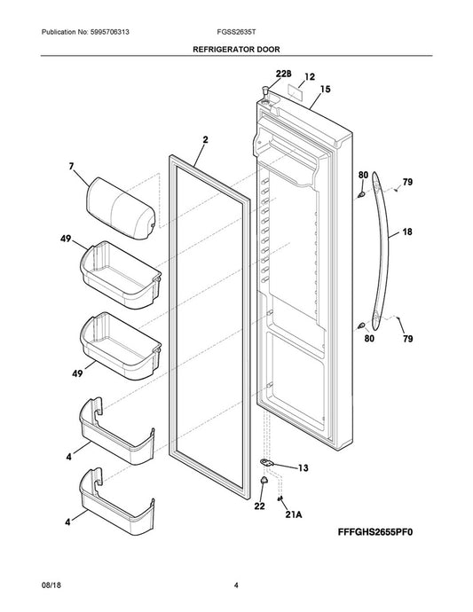 Frigidaire Refrigerator & Freezer Lower Door Shelf Bin - 240323002, Replaces: 240323005