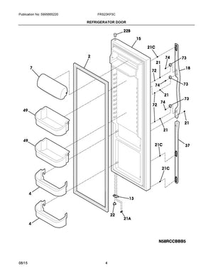 Came de fermeture de porte (supérieure) pour réfrigérateur et congélateur Frigidaire - 240328201, remplace la référence : 240561601