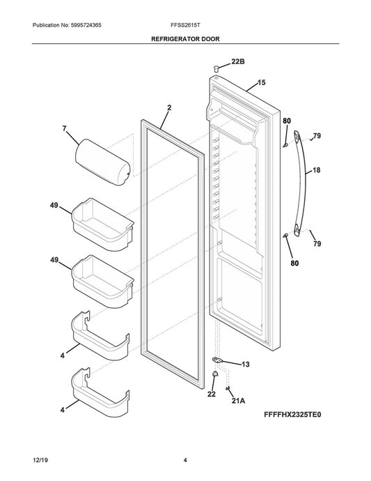Frigidaire Refrigerator & Freezer Upper Door Shelf Bin - 240356402, Replaces: 240356407