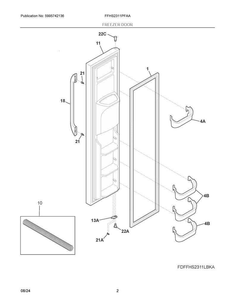 Frigidaire Refrigerator & Freezer Freezer Door Bin - 240359001, Replaces: 240359007