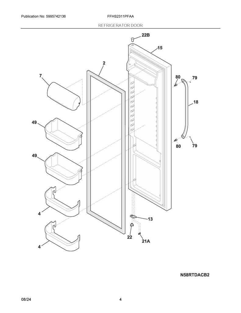 Frigidaire Refrigerator & Freezer Lower Door Shelf Bin - 240363701, Replaces: 240363707