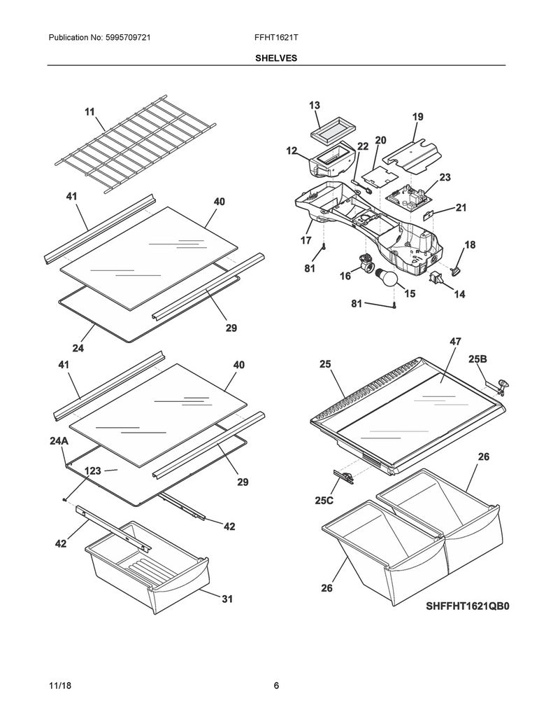 Frigidaire Refrigerator & Freezer Shelf Trim - 240561501, Replaces: 240357803